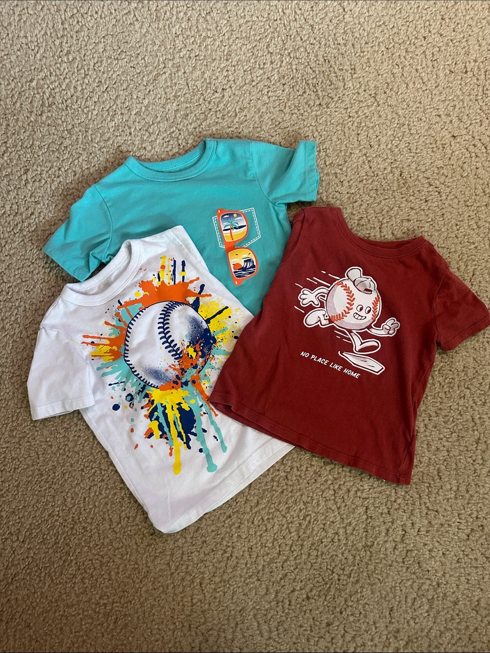 Kids Baseball Graphic Tee - Red, White, Teal